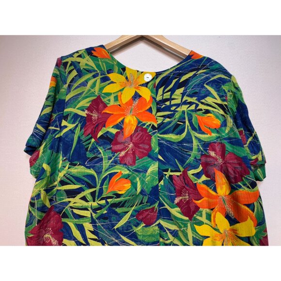 Jessica Howard Womens Tropical Floral Shift Dress Sze 2X Multicolor Short Sleeve - Picture 3 of 10
